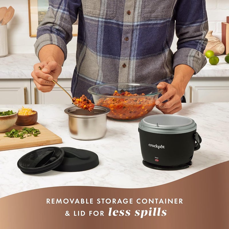 Crock-Pot Electric Lunch Box 20-Ounce Portable Food Warmer Black Licorice Perfect for Travel On-the-Go & Office Use | Stylish Spill-Free & Dishwasher-Safe | Ideal Men & Women's Gifts - Image 4